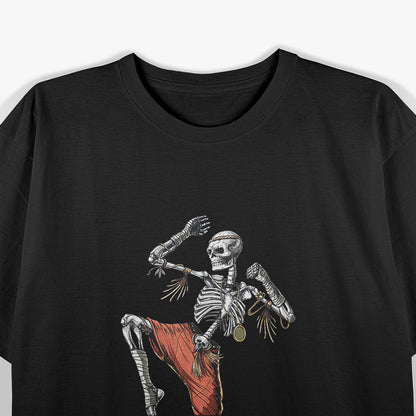 Skeleton Warrior Muay Thai Fighter Funny Fitness T-Shirt