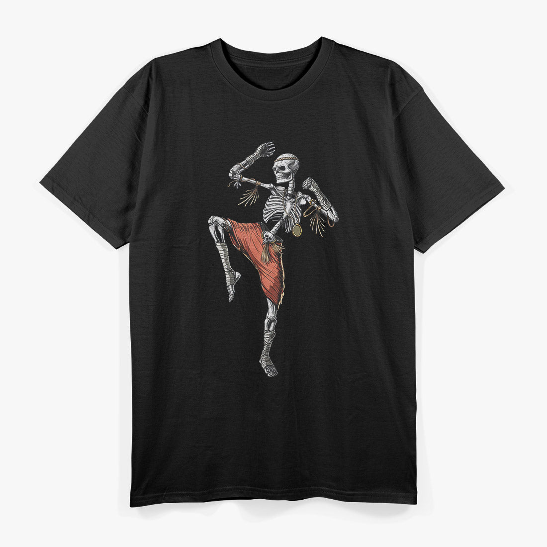 Skeleton Warrior Muay Thai Fighter Funny Fitness T-Shirt