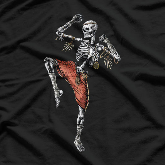 Skeleton Warrior Muay Thai Fighter Funny Fitness T-Shirt