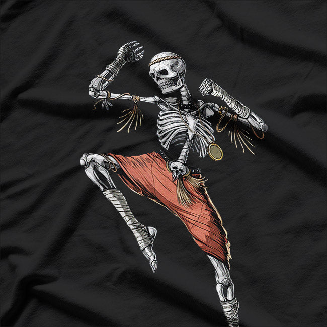 Skeleton Warrior Muay Thai Fighter Funny Fitness T-Shirt