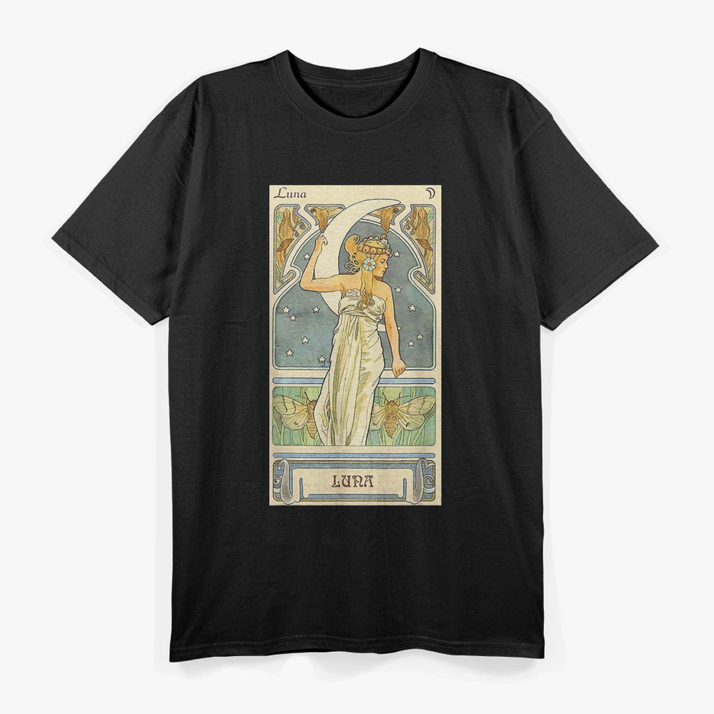Luna & Moon Goddess Vintage Art Nouveau Witchcraft Magic T-Shirt