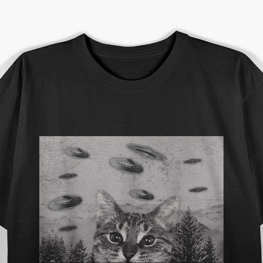 UFO Cat Funny Alien Abduction T-Shirt
