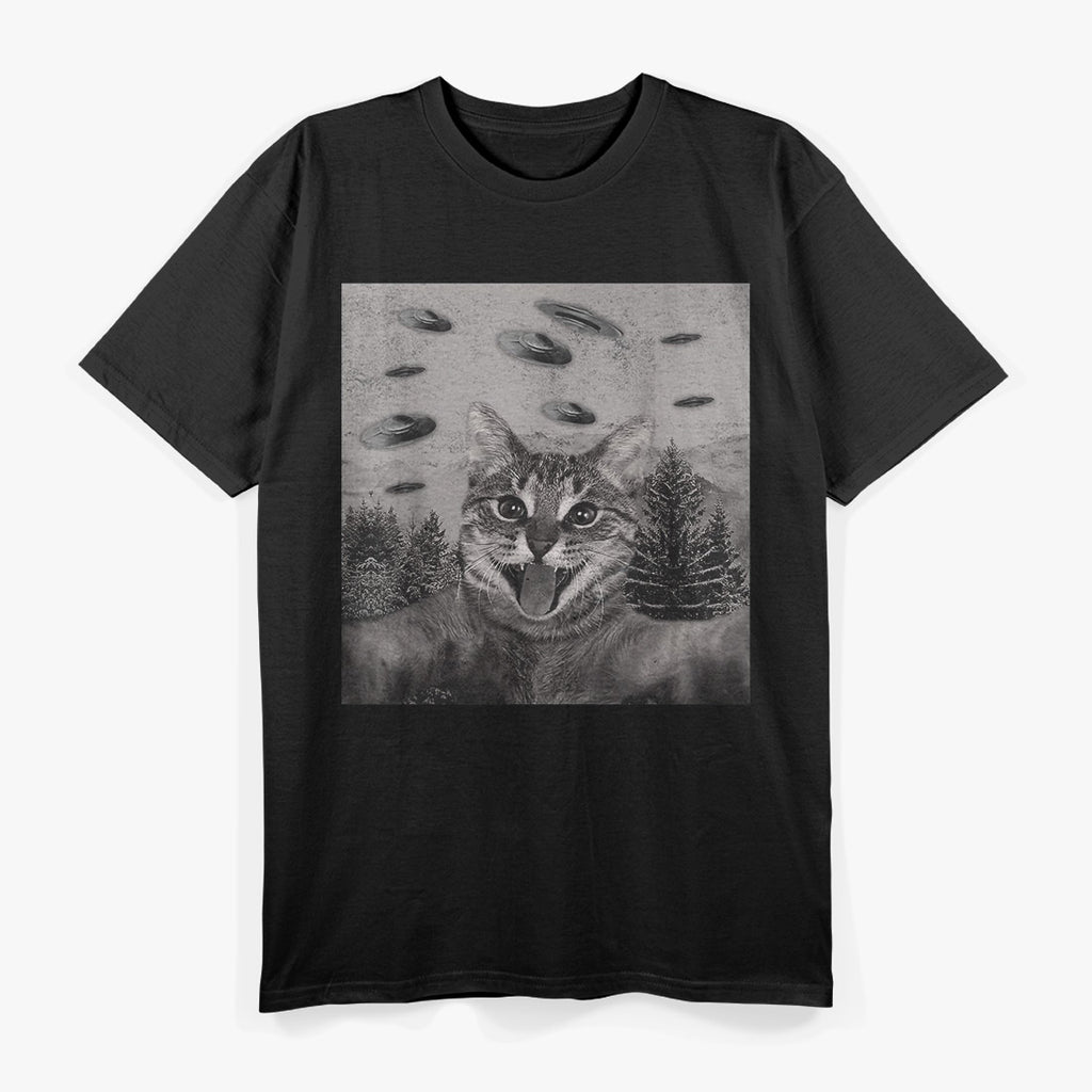 UFO Cat Funny Alien Abduction T-Shirt