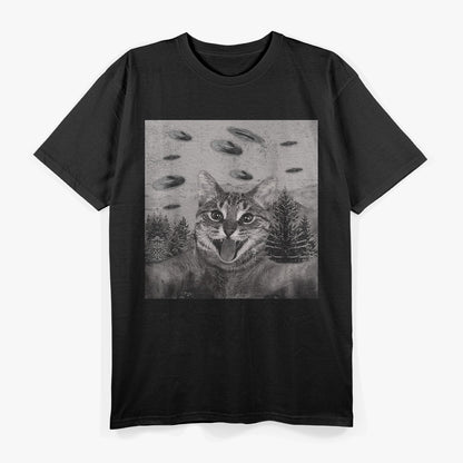 UFO Cat Funny Alien Abduction T-Shirt