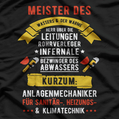 Anlagenmechaniker – Gas Wasser Installateur Sanitär Klempner T-Shirt