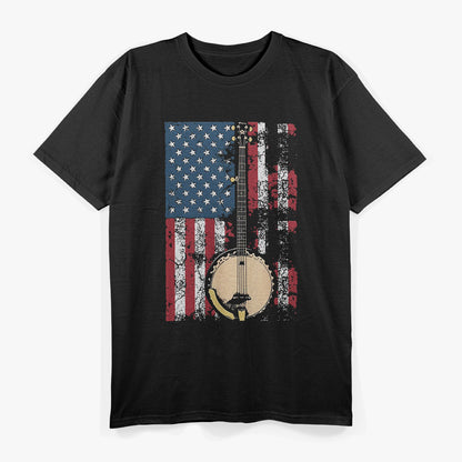 Banjo & Stars – American Flag Folk Music Heritage Love T-Shirt