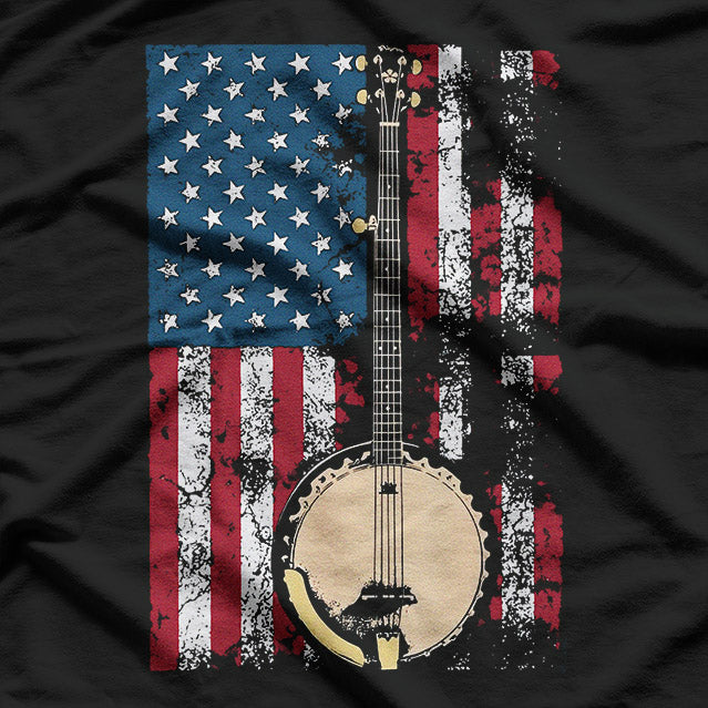 Banjo & Stars – American Flag Folk Music Heritage Love T-Shirt