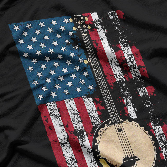 Banjo & Stars – American Flag Folk Music Heritage Love T-Shirt