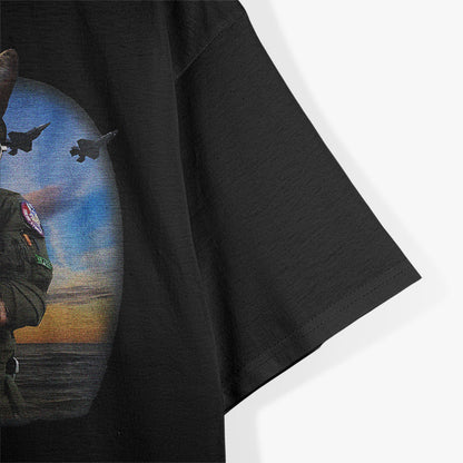 Feline Fighter Jet Pilot Funny Aviation Cat T-Shirt