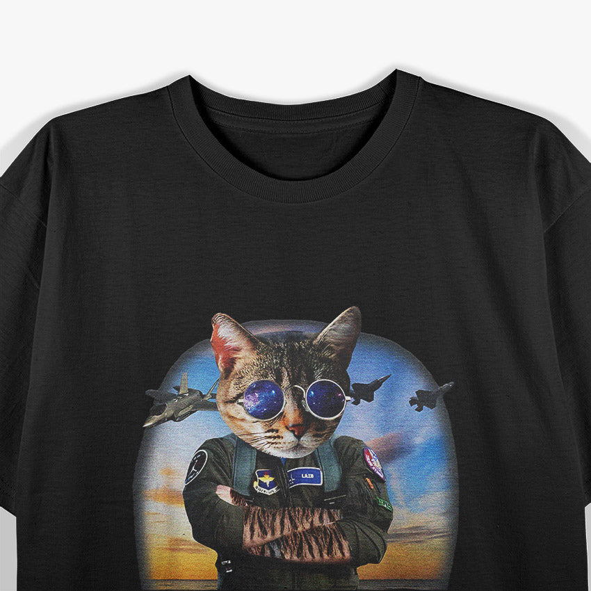 Feline Fighter Jet Pilot Funny Aviation Cat T-Shirt