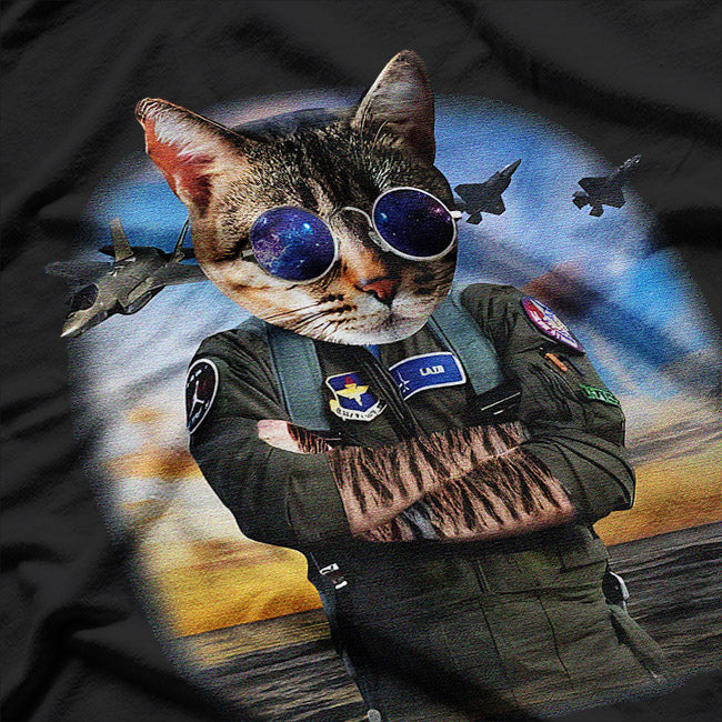 Feline Fighter Jet Pilot Funny Aviation Cat T-Shirt