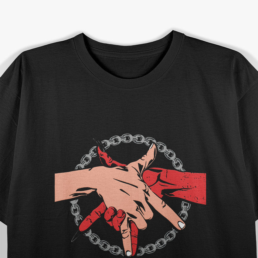 Down With My Demons Deal Handshake Aesthetic Humor Goth T-Shirt