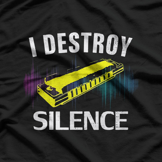 I Destroy Silence Harmonica Funny Orchestra T-Shirt