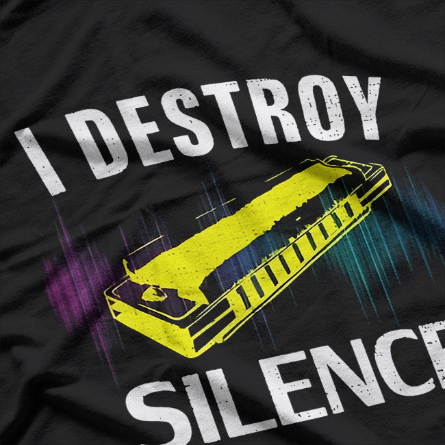 I Destroy Silence Harmonica Funny Orchestra T-Shirt