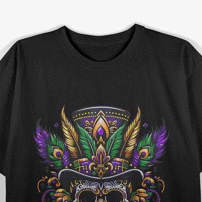 Mardi Gras Skull – Top Hat Retro New Orleans Festival T-Shirt