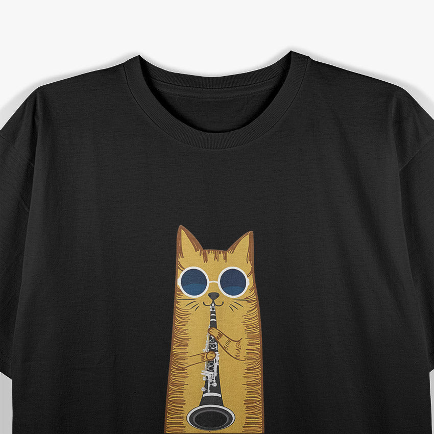 Cat Playing The Clarinet Cute Musical Kitty T-Shirt