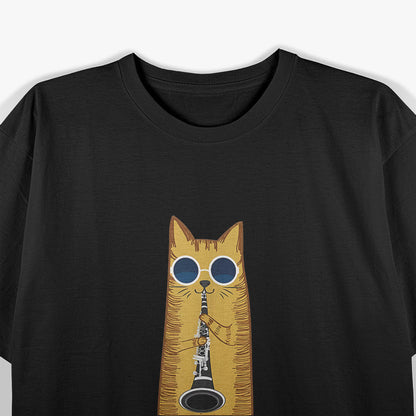Cat Playing The Clarinet Cute Musical Kitty T-Shirt