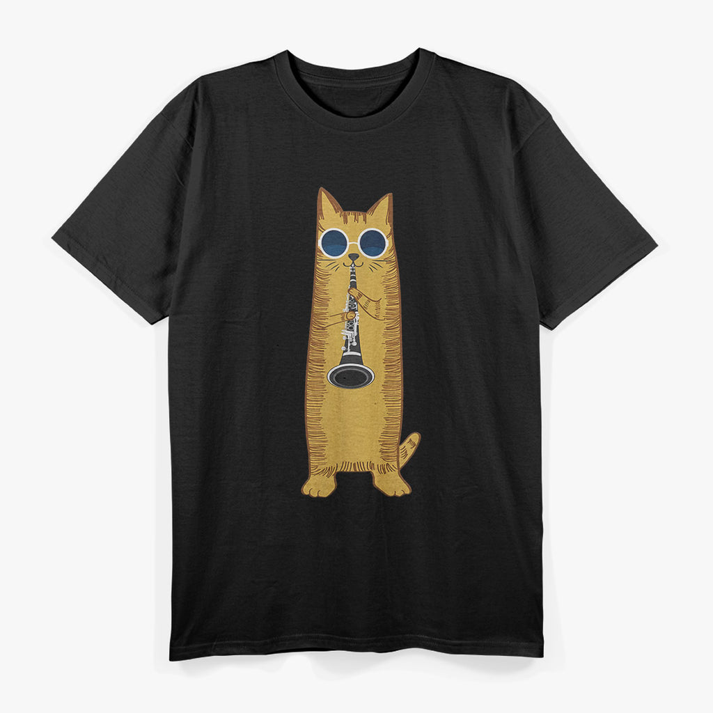 Cat Playing The Clarinet Cute Musical Kitty T-Shirt
