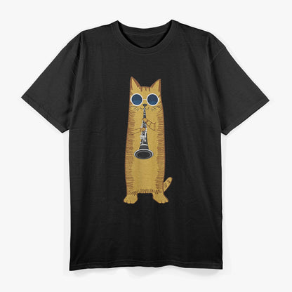Cat Playing The Clarinet Cute Musical Kitty T-Shirt