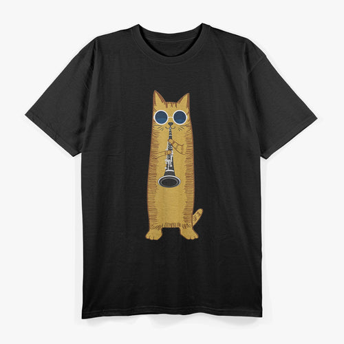 Cat Playing The Clarinet Cute Musical Kitty T-Shirt
