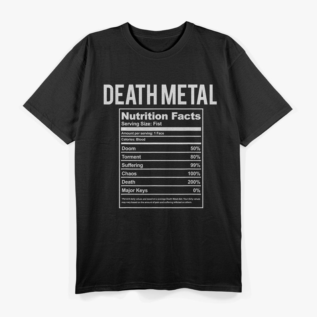 Brutal Death Metal Nutrition Facts Funny Concert Band Fan T-Shirt