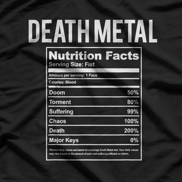 Brutal Death Metal Nutrition Facts Funny Concert Band Fan T-Shirt