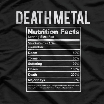 Brutal Death Metal Nutrition Facts Funny Concert Band Fan T-Shirt