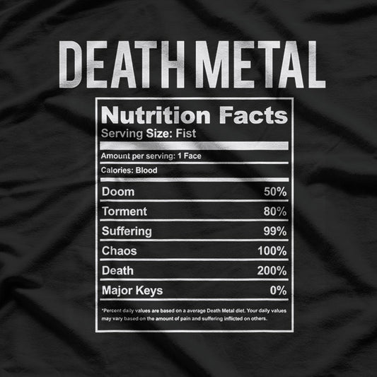 Brutal Death Metal Nutrition Facts Funny Concert Band Fan T-Shirt