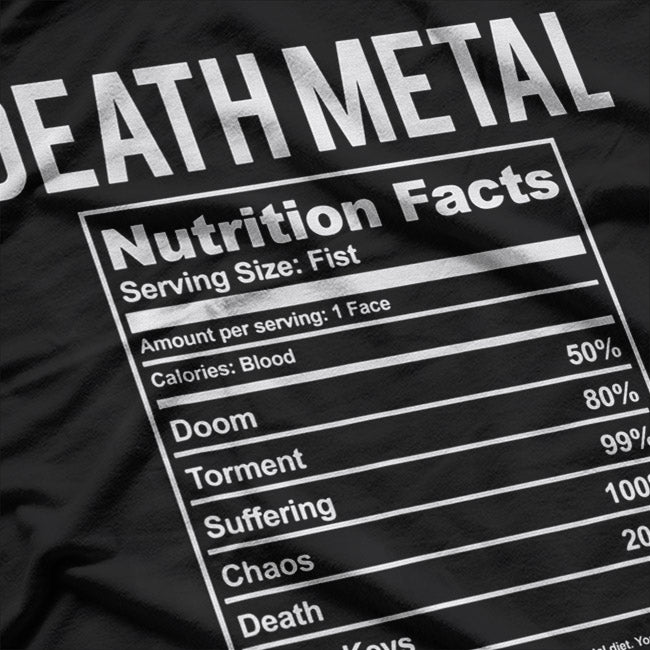 Brutal Death Metal Nutrition Facts Funny Concert Band Fan T-Shirt