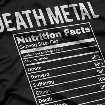 Brutal Death Metal Nutrition Facts Funny Concert Band Fan T-Shirt