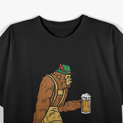 German Bigfoot Sasquatch - Oktoberfest Beer & Lederhose T-Shirt