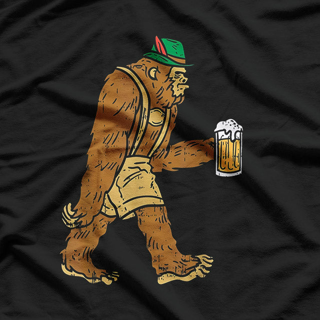 German Bigfoot Sasquatch - Oktoberfest Beer & Lederhose T-Shirt