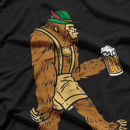 German Bigfoot Sasquatch - Oktoberfest Beer & Lederhose T-Shirt