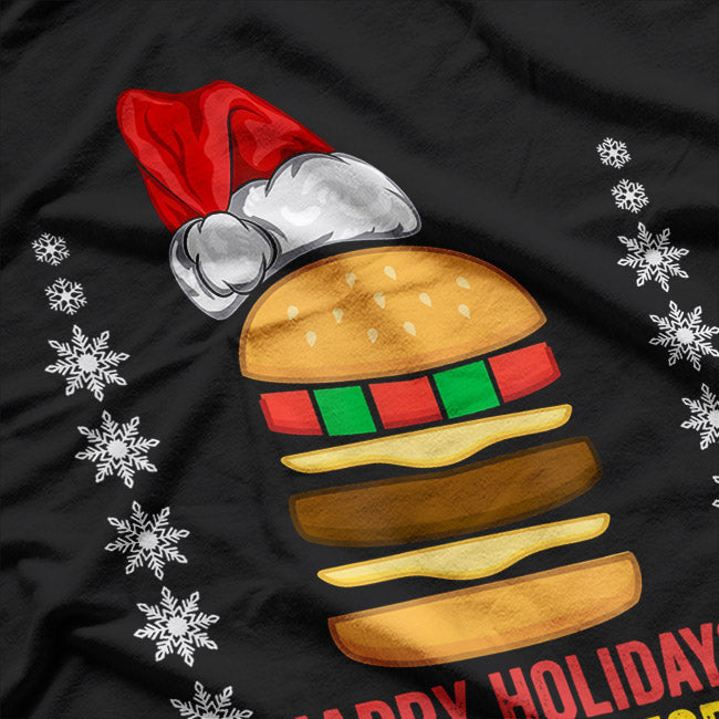 Happy Holidays with Cheese - Christmas Cheeseburger T-Shirt