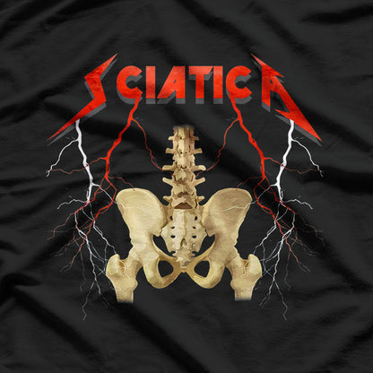 Sciatica Skeleton - Nerve-Rocking Musician Humor T-Shirt