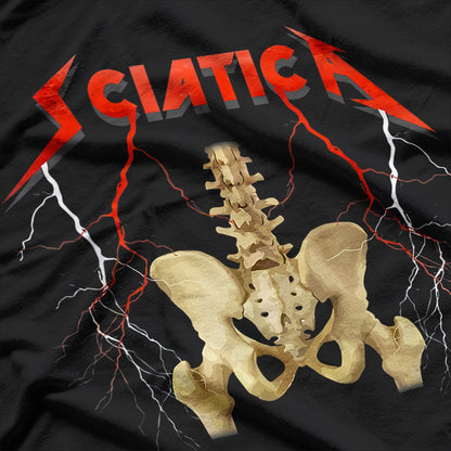 Sciatica Skeleton - Nerve-Rocking Musician Humor T-Shirt