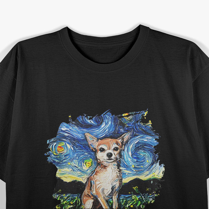 Starry Night Tan Chihuahua Art-Inspired T-Shirt