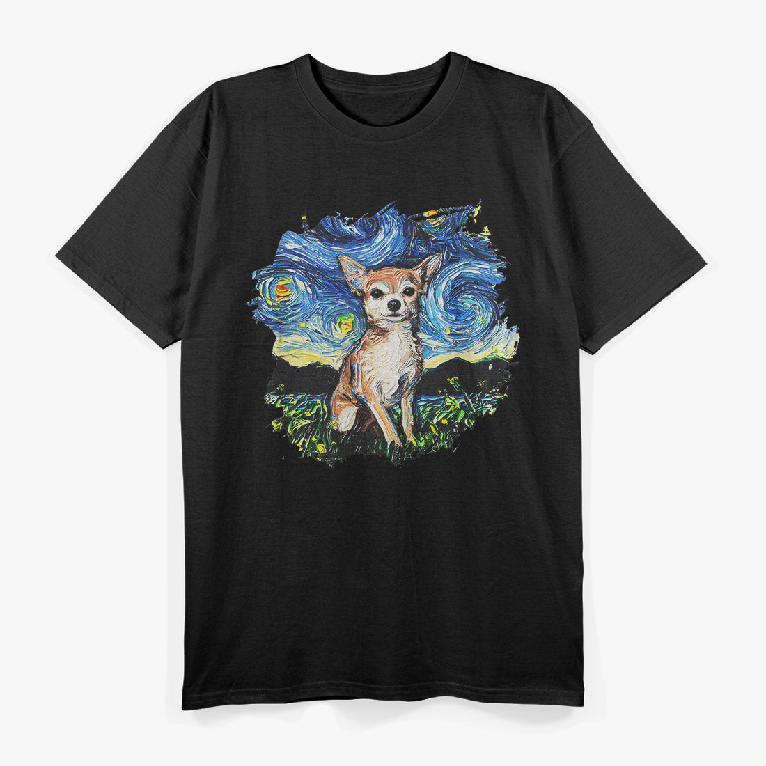 Starry Night Tan Chihuahua Art-Inspired T-Shirt