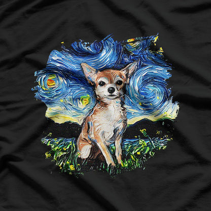 Starry Night Tan Chihuahua Art-Inspired T-Shirt