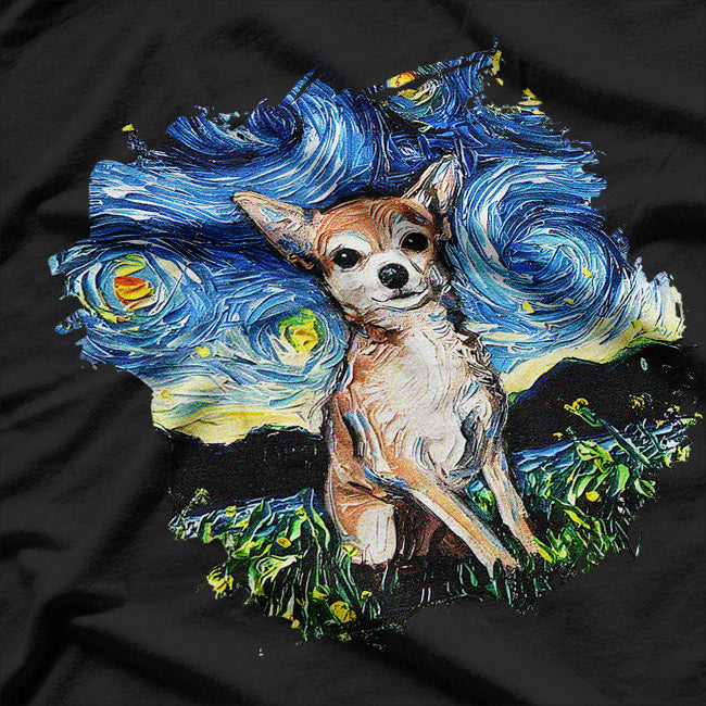 Starry Night Tan Chihuahua Art-Inspired T-Shirt