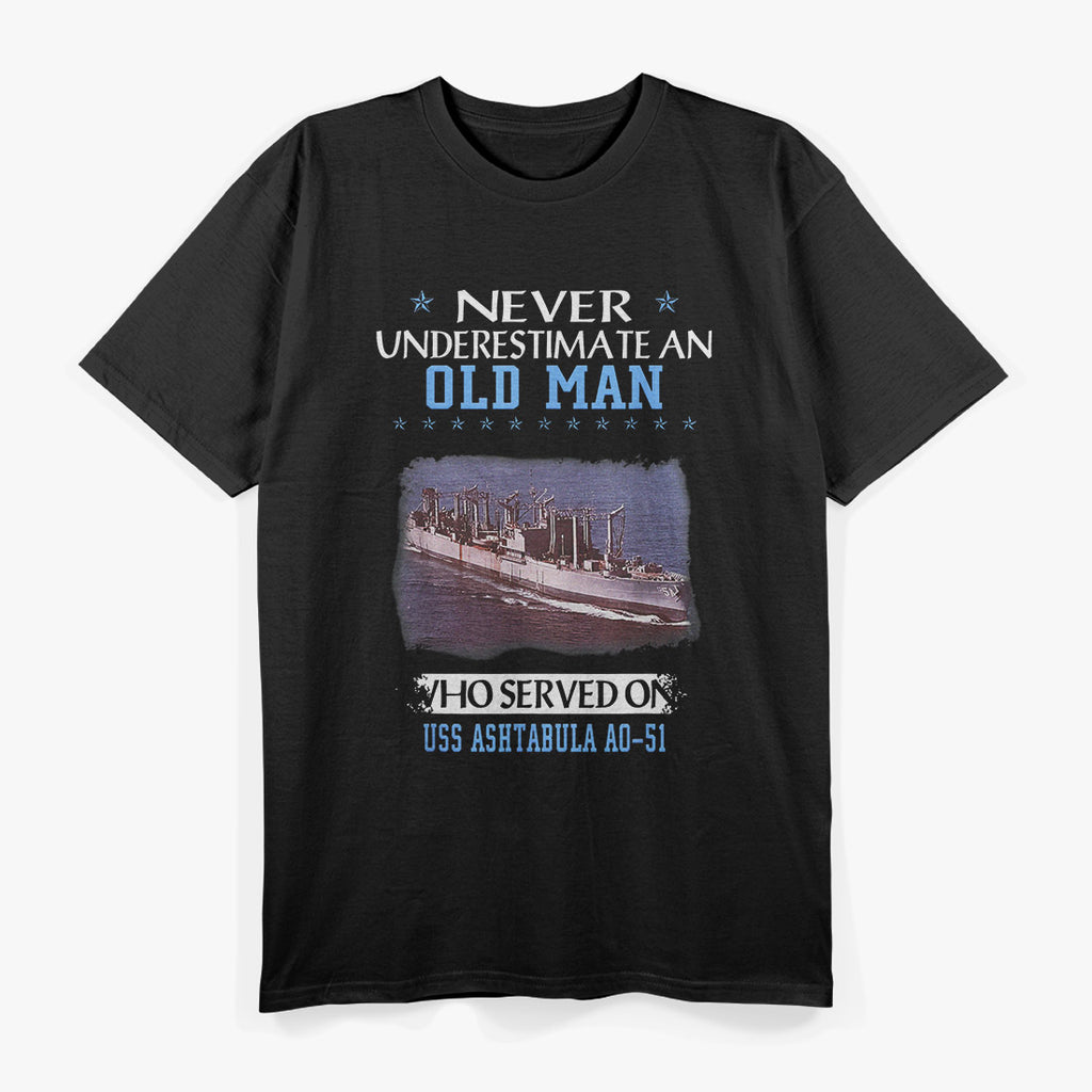 USS Ashtabula Never Underestimate an Old Man Navy Veteran T-Shirt
