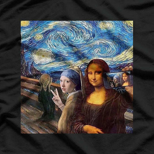 Monalisa, Girl with a Pearl Earring, The Scream, & Starry Night T-Shirt