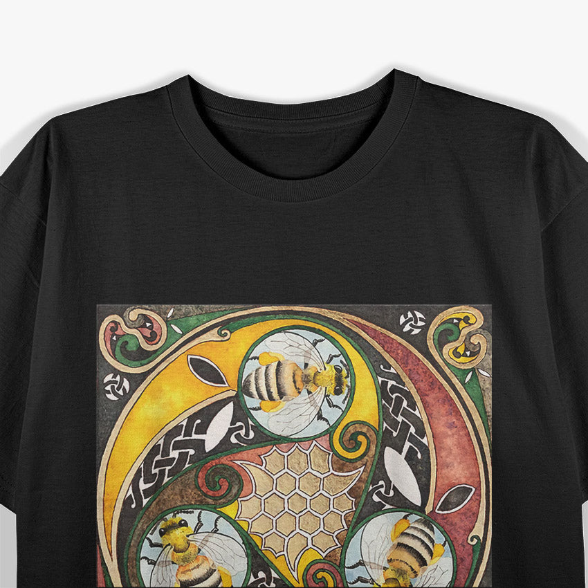 Viking Celtic Knotwork - Triple Spirals and Bees T-Shirt