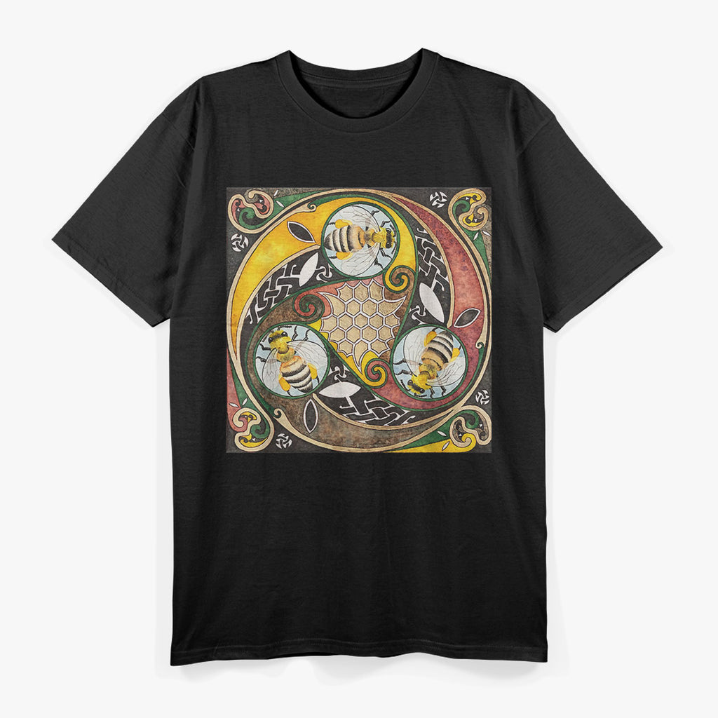Viking Celtic Knotwork - Triple Spirals and Bees T-Shirt