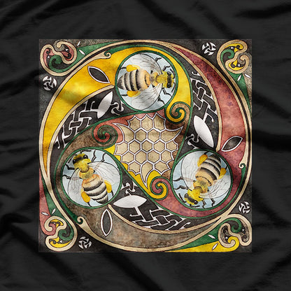 Viking Celtic Knotwork - Triple Spirals and Bees T-Shirt