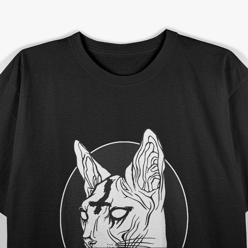 Occult Black Sphynx Cat Gothic Dark Witchcraft Mystic Art T-Shirt