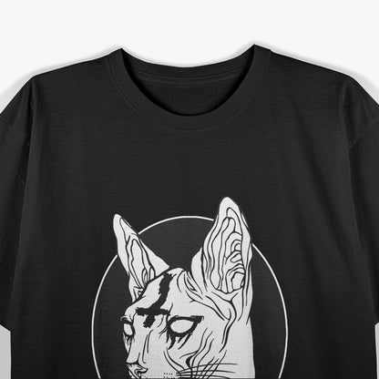 Occult Black Sphynx Cat Gothic Dark Witchcraft Mystic Art T-Shirt