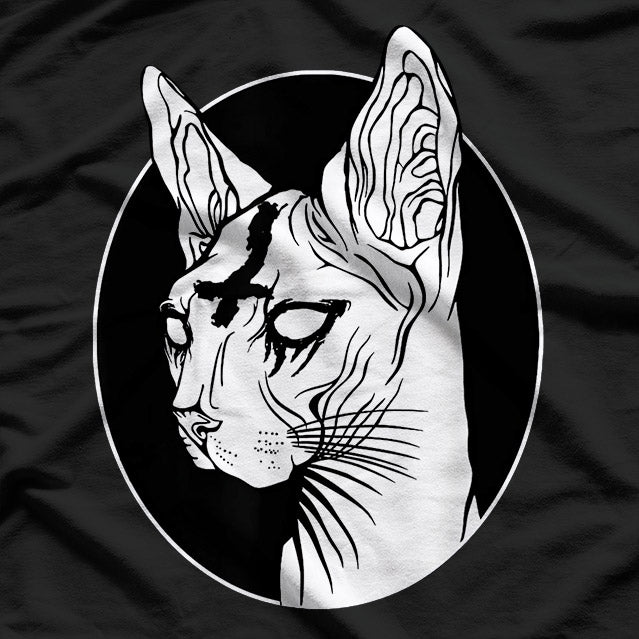 Occult Black Sphynx Cat Gothic Dark Witchcraft Mystic Art T-Shirt