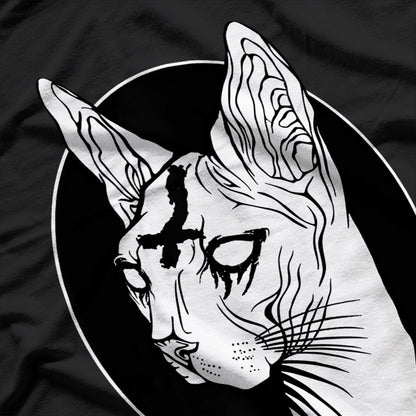 Occult Black Sphynx Cat Gothic Dark Witchcraft Mystic Art T-Shirt