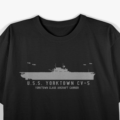 USS Yorktown CV-5 WWII Aircraft Carrier Military T-Shirt